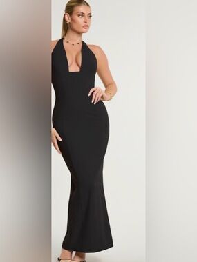 Oh Polly | Dresses | Oh Polly Positano Embellished High Neck Split Maxi  Dress In Black | Poshmark